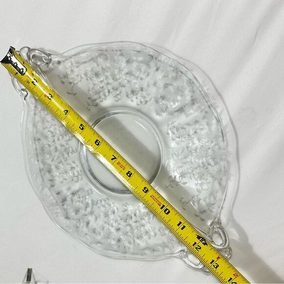 Fostoria VTG Glass Baroque Etched Chintz Handled Cake Plate Platter Dish 13.5” - Picture 11 of 11